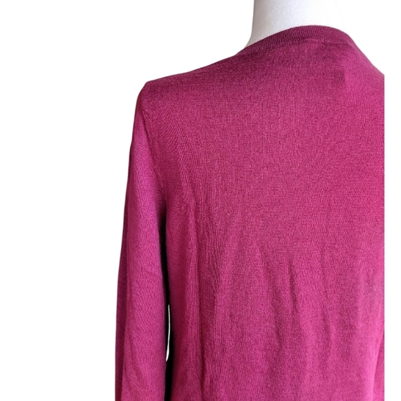 Katherine Barclay Womens Extra Fine Merino Wool V Neck Sweater Cranberry Medium - Picture 10 of 10